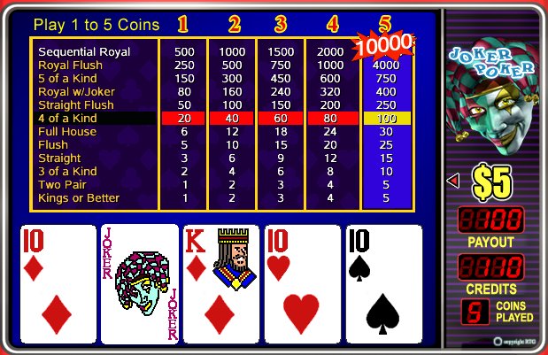 Joker Poker - $10 No Deposit Casino Bonus